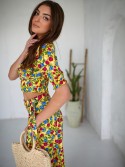 Summer set with flowers, yellow maxi blouse and skirt 3364 - Online store - Boutique